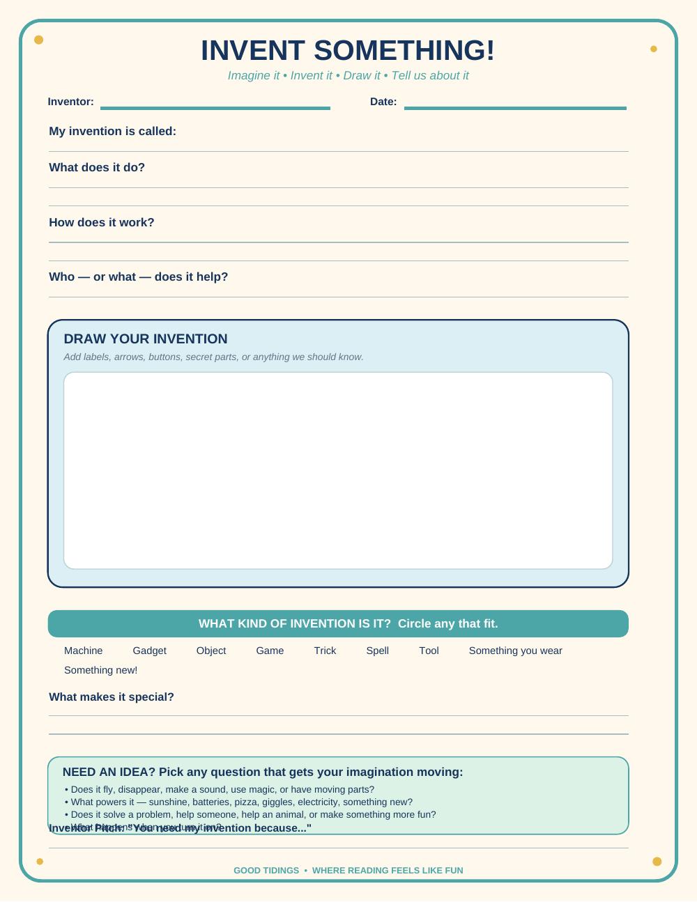 Good Morning, Imagination! Teacher Packet — page 18 of 20