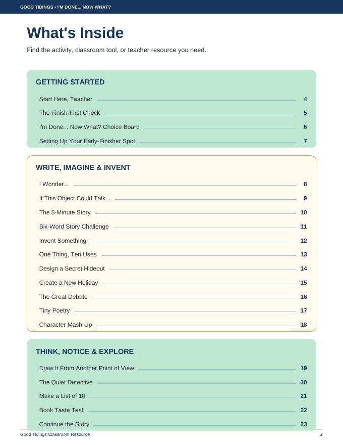 I'm Done... Now What? Early Finisher Packet — page 2 of 38