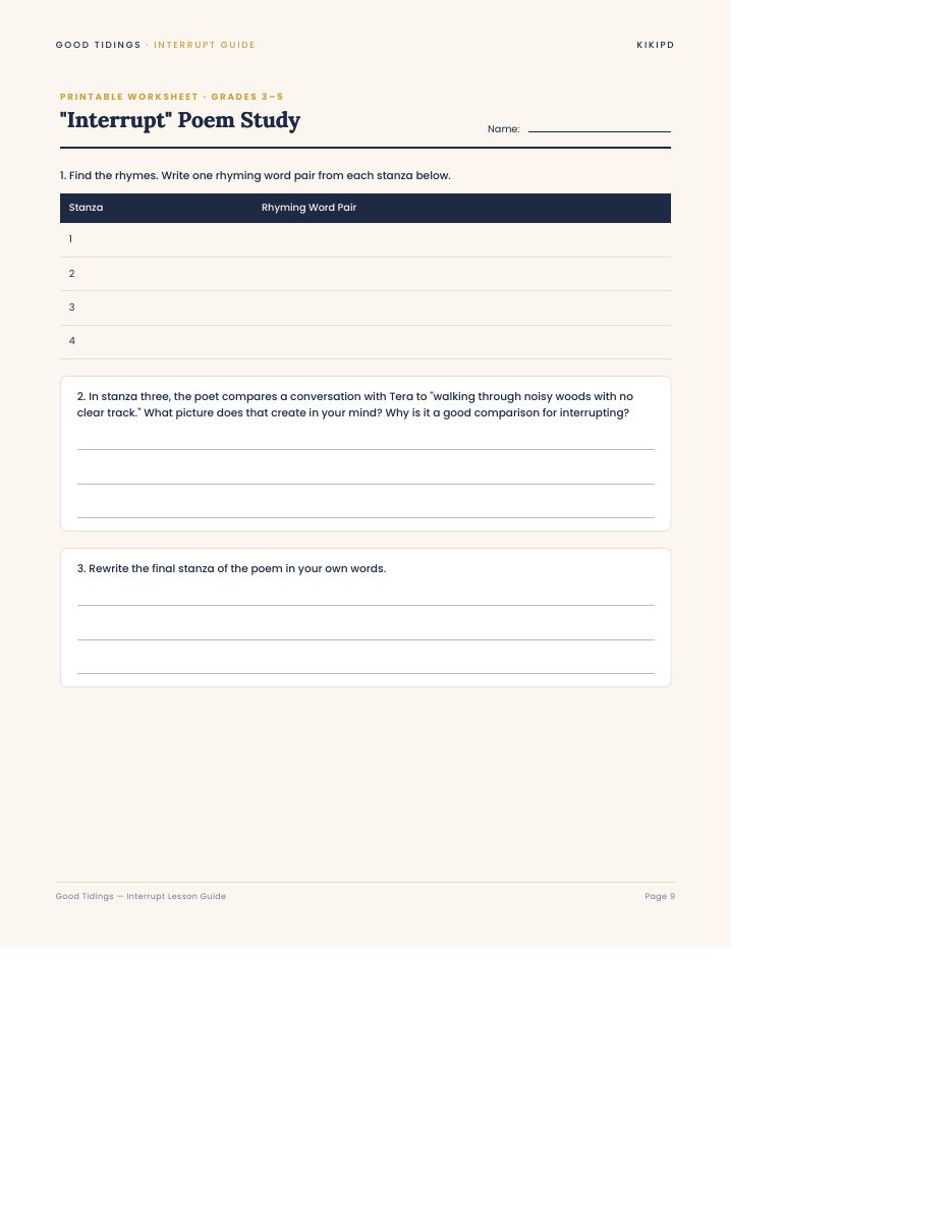 Interrupt Lesson Plan Guide — page 9 of 9