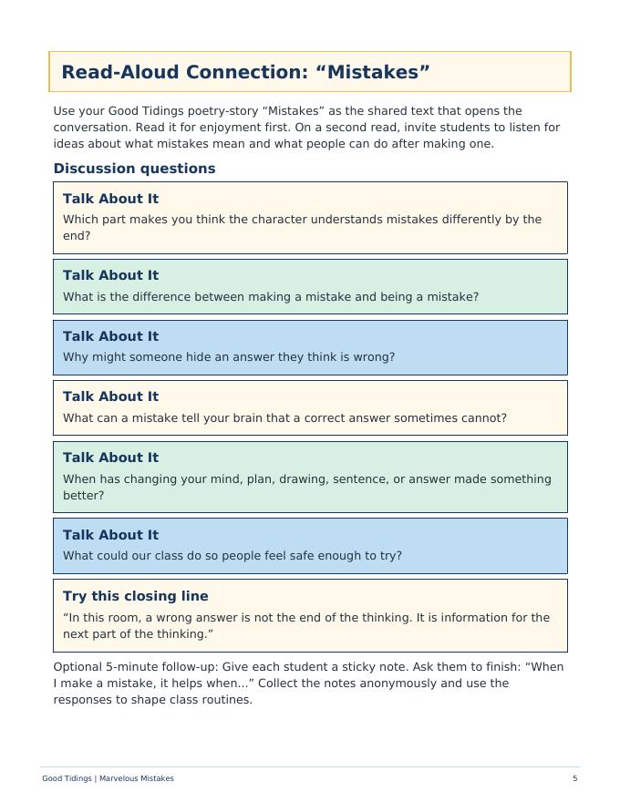 Marvelous Mistakes Classroom Packet — page 6 of 29