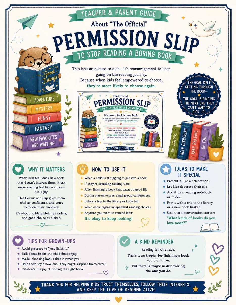 Permission Slip to Stop Reading a Boring Book Packet — page 1 of 3