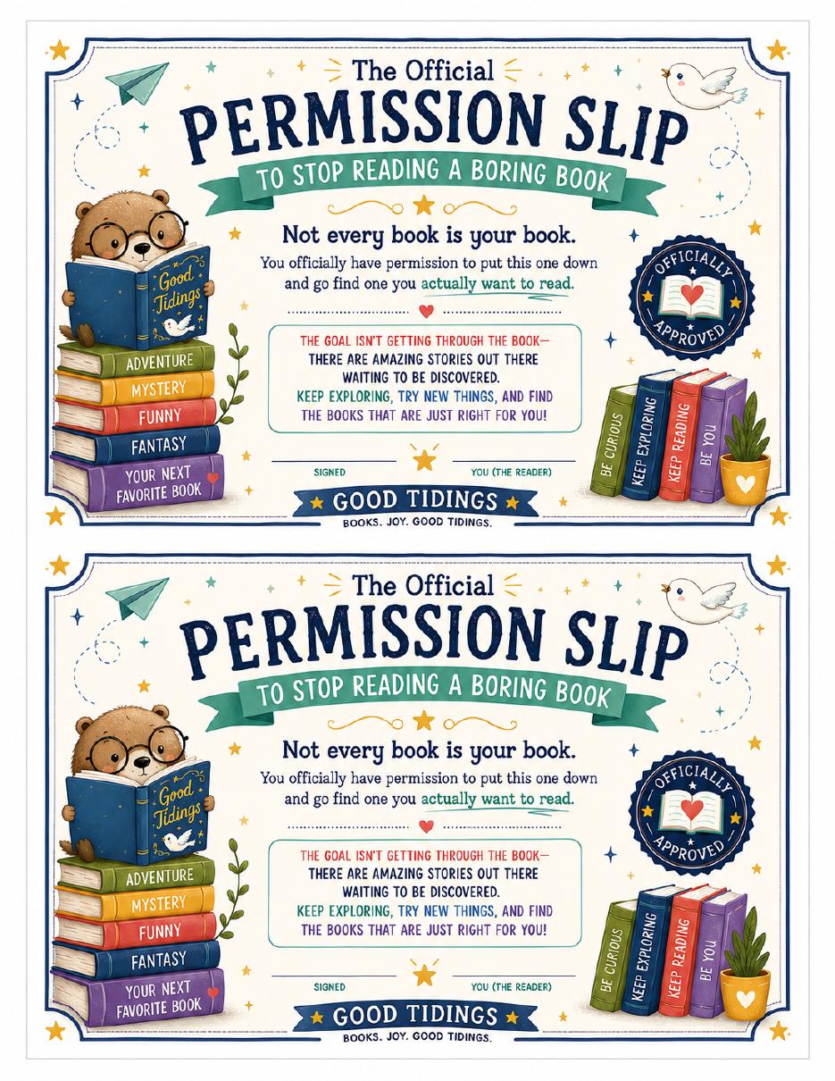 Permission Slip to Stop Reading a Boring Book Packet — page 3 of 3