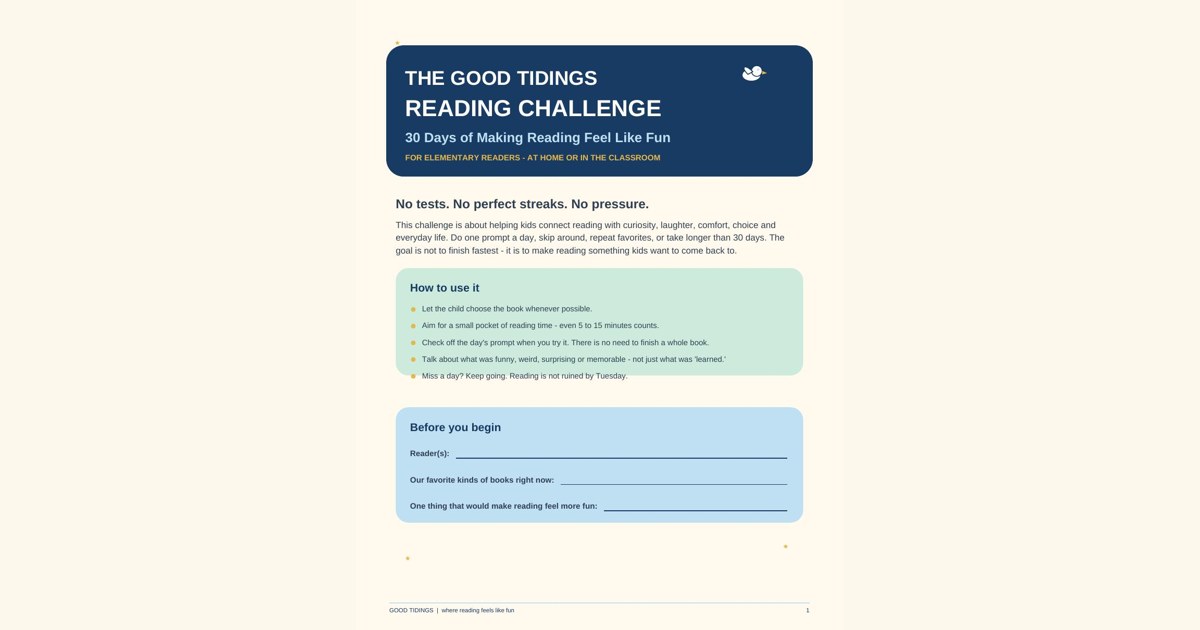 The Good Tidings 30-Day Reading Challenge preview