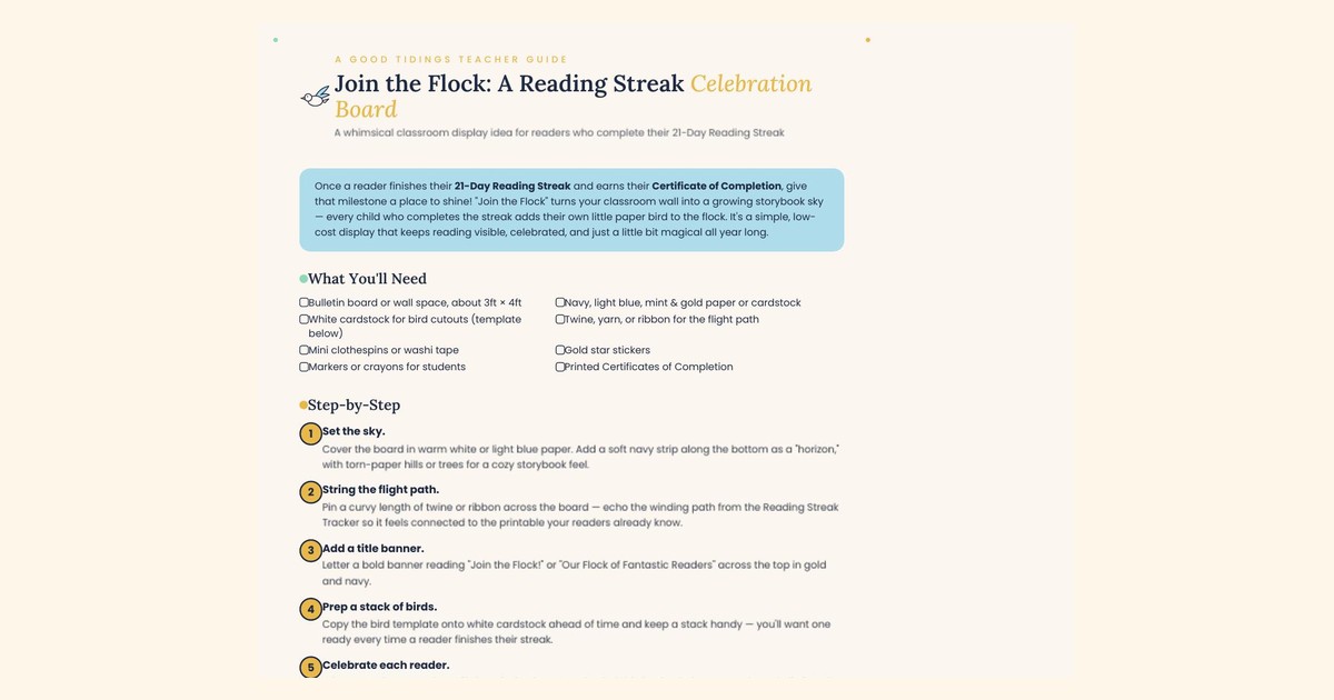 Join the Flock Reading Streak Celebration Board preview