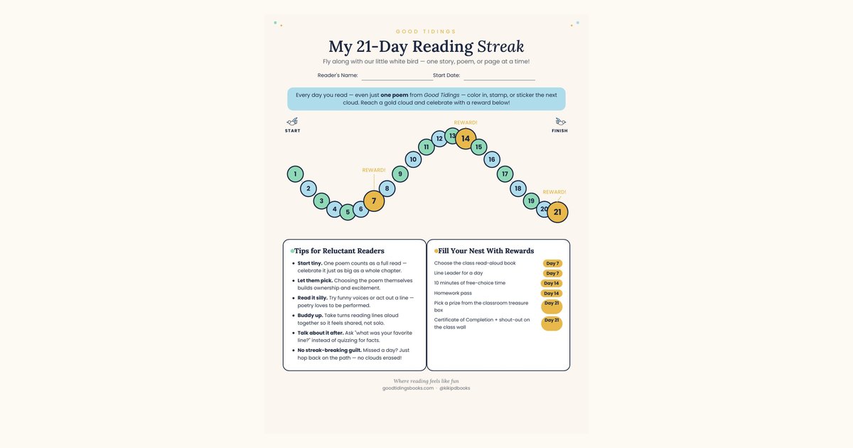 Join the Flock 21-Day Reading Streak Tracker Classroom preview
