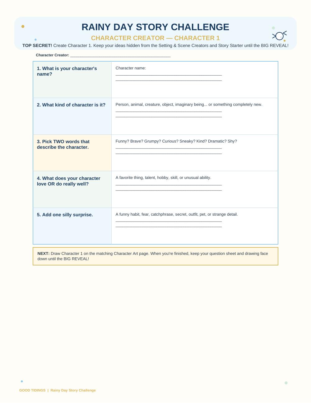 Rainy Day Story Challenge Packet — page 3 of 12