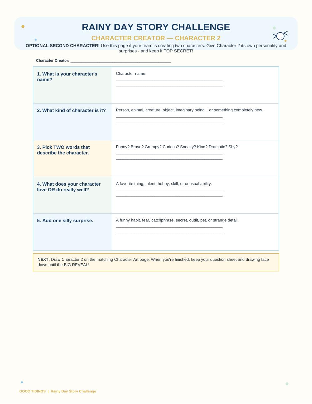 Rainy Day Story Challenge Packet — page 5 of 12