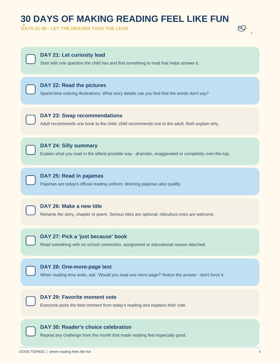 The Good Tidings 30-Day Reading Challenge — page 4 of 5