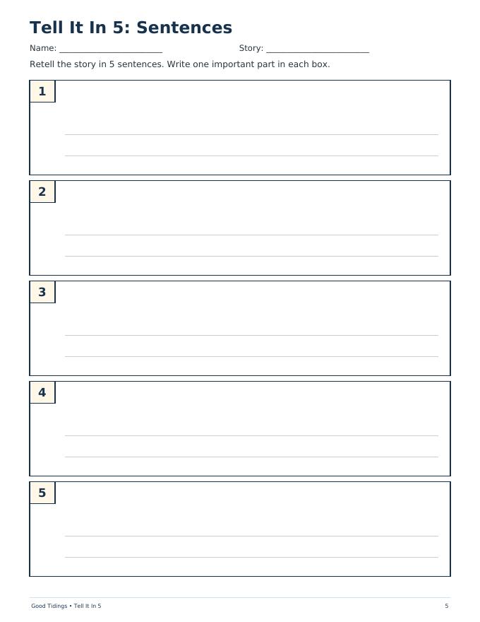 Tell It In 5 Retelling Packet — page 5 of 11