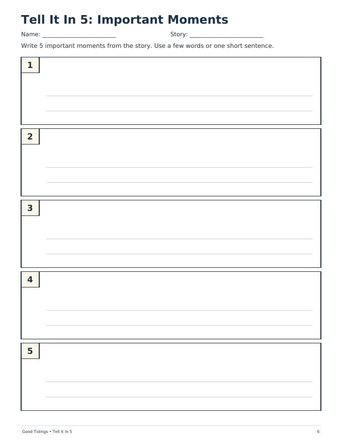 Tell It In 5 Retelling Packet — page 6 of 11