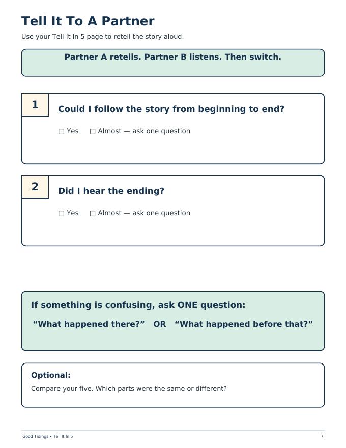 Tell It In 5 Retelling Packet — page 7 of 11