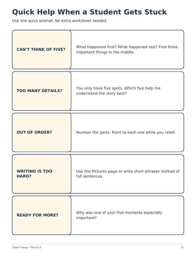 Tell It In 5 Retelling Packet — page 8 of 11
