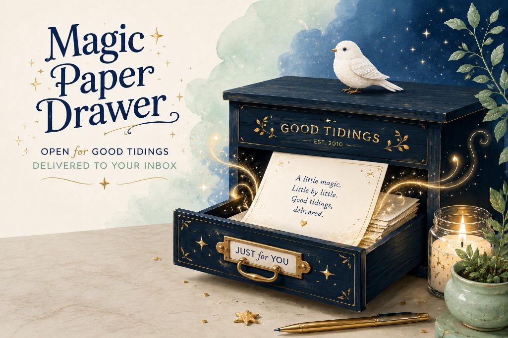 The Magic Paper Drawer — open for Good Tidings delivered to your inbox